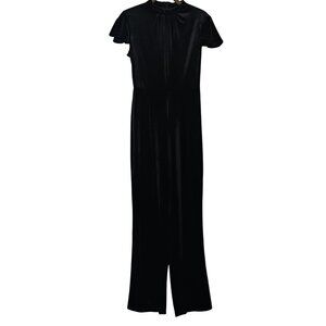 NEW Modcloth Shine with Me Black Velvet Mock Neck Flutter Sleeve Jumpsuit XS